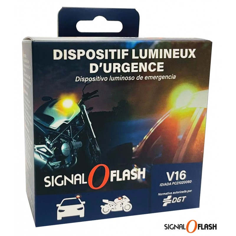 Gyrophare D'urgence V16 Homologué DGT - Lumière Orange Clignotante 360° - Base Magnétique + 3 Piles AA Incluses - Géolocalisation NB-IoT Incluse Jusqu'en 2038 - 8